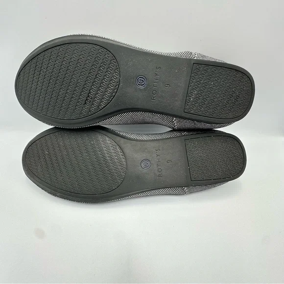 Rothy's Retired The Flat in Black/White Birdseye Print Size 9 - Picture 8 of 10